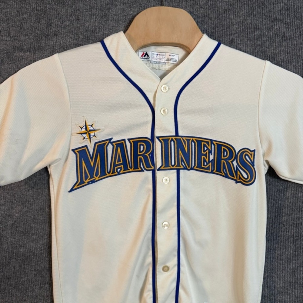 Majestic Seattle Mariners Ken Griffey Jr 24 Baseball Jersey Cream Mens Small - Picture 4 of 11